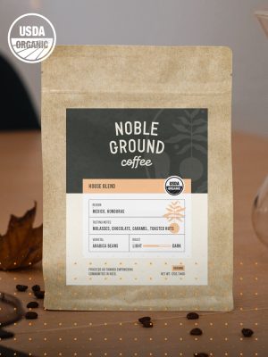 House Blend bag of coffee with Noble Grounds Logo