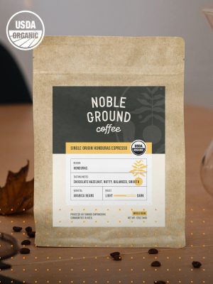 Single Origin Honduras Espresso bag of coffee with Noble Grounds Logo