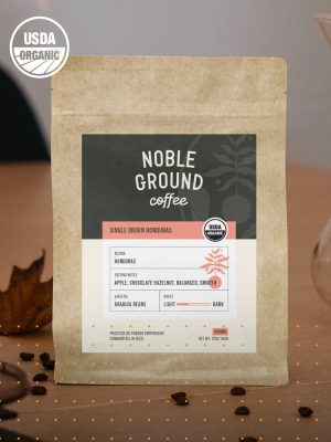 Single Origin Honduras bag of coffee with Noble Grounds Logo