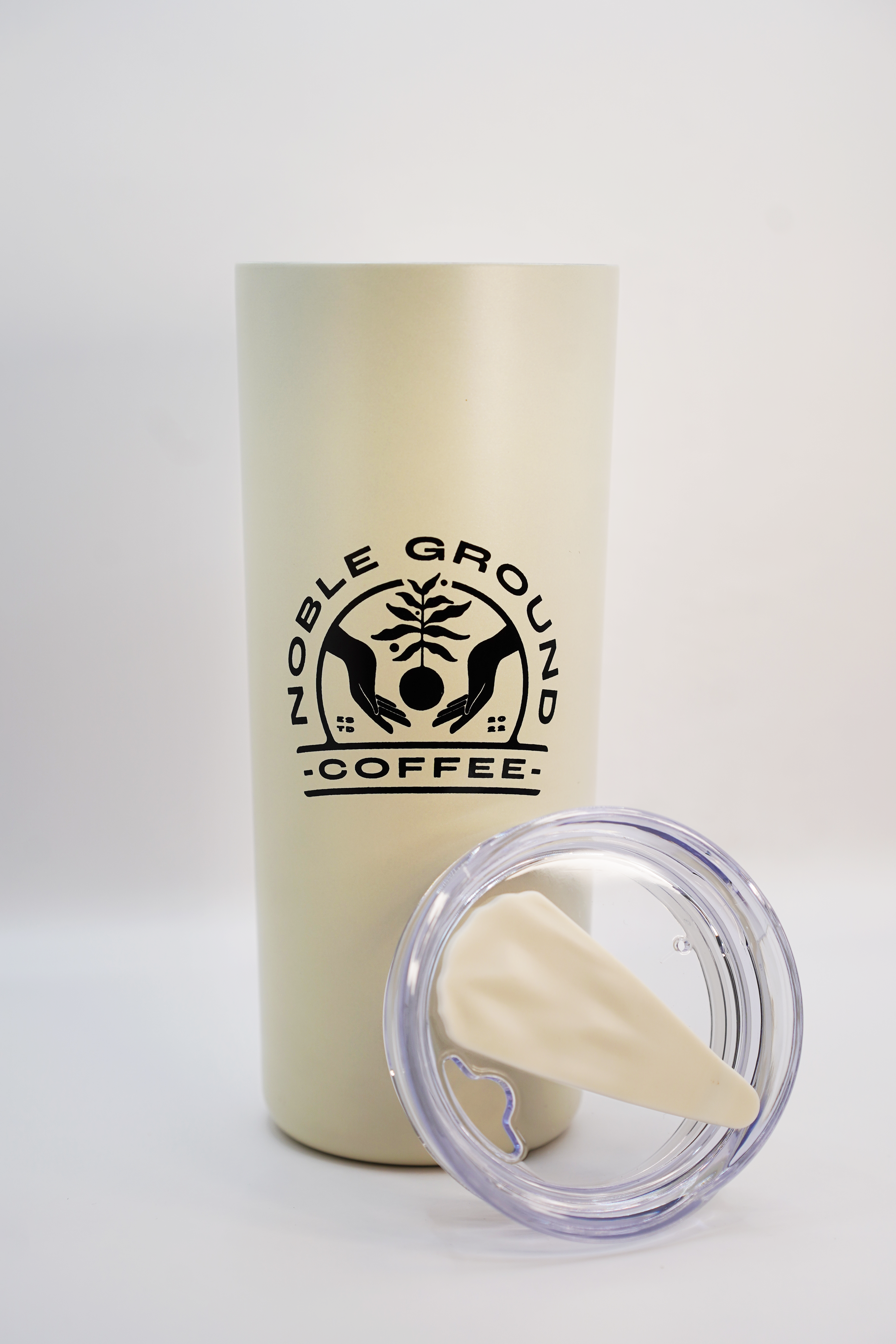 Noble Ground Coffee tan Tumbler with lid