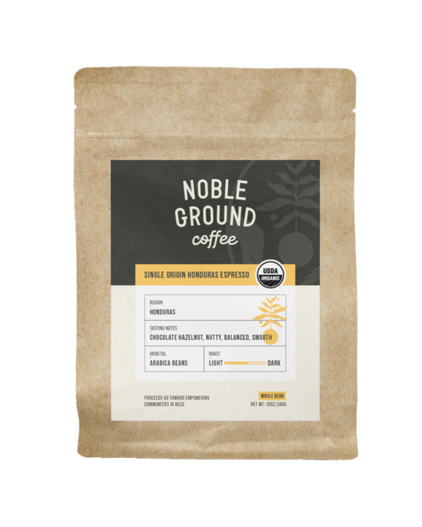 Single Origin Honduras Espresso bag of coffee with Noble Ground Logo
