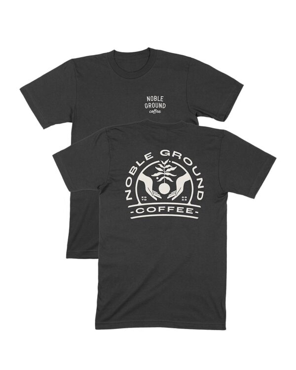 Black T-shirt with Noble Ground Coffee logo
