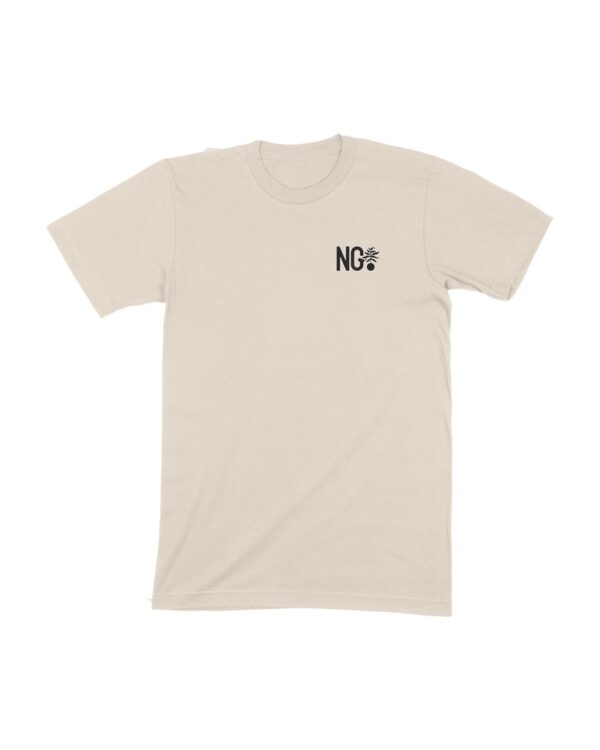 tan t-shirt with Noble Ground Coffee logo