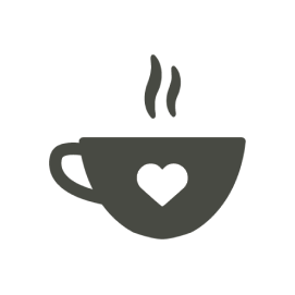 Icon of coffee cup with a heart on it